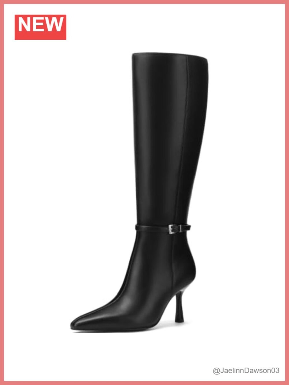 Women's Knee High Boots Stiletto Heel Pointed Toe Side Zipper Faux Leather